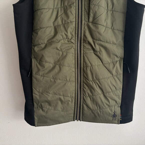 Smartwool Smartloft Full Zip Olive Green, Black Merino Wool Puffer Vest - S-M - Picture 3 of 9